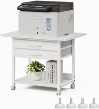 Printer Stand W/ Storage Fabric Drawer Under Desk Printer Table W/ Wheels