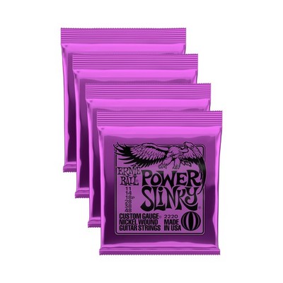 LOT OF 4 - Ernie Ball Power Slinky Electric Guitar Strings, Nickel Wound, P02220