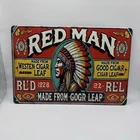 Red Man Tobacco Tin Sign 11.5x8 Vintage-Style Metal Wall Decor Retro Print