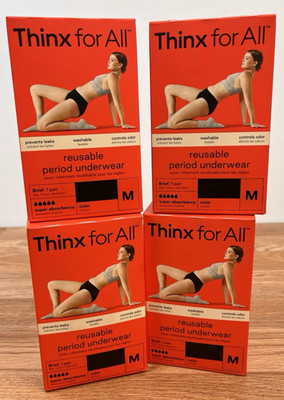 Lot of 4 Pairs THINX Reusable Period Briefs Underwear Super Absorbant Medium NEW
