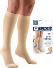 Truform 15-20 mmHg Compression Stockings, Knee High, Closed Toe, Beige, X-Large