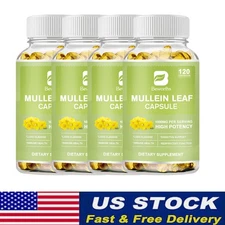 1-4x Mullein Leaf 120Capsules For Lung Cleansing Detox Herbal Dietary Supplement
