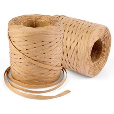 Natural Raffia Ribbon Yarn Paper Twine String 2 Rolls 436 Yards for Gift