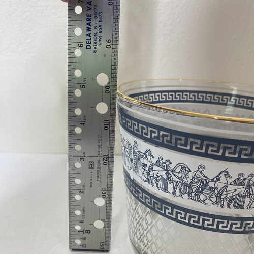 Jeannette Glas Co Eiskübel blau Patrizier Schüssel gold Borte 5/5"" x 4,5"" Wagen - Bild 8 von 9