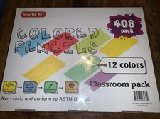 SHUTTLE ART 408 COLORED PENCILS CLASSROOM PACK BULK SET 12 COLORS NON TOXIC NEW!