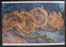 vtg postcard art Van Gogh Sunflowers painting unposted