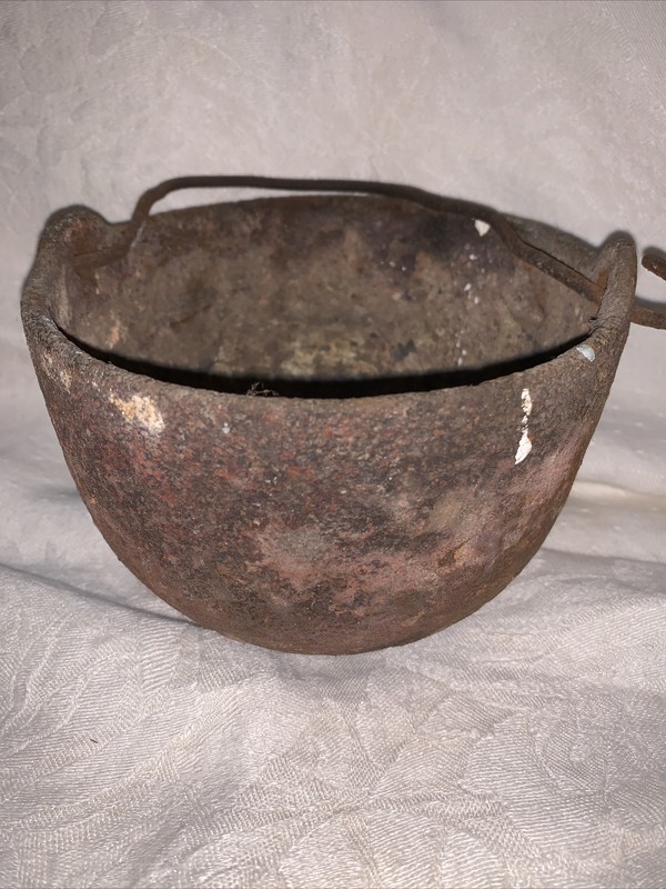 Antique Cast Iron Smelting Pot Crucible 5 1/2inches Primitive