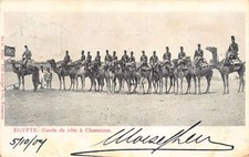 Egypt - Egyptian coast guards mounted on camels - LOWER LEFT CORNER FOLDED - Pub