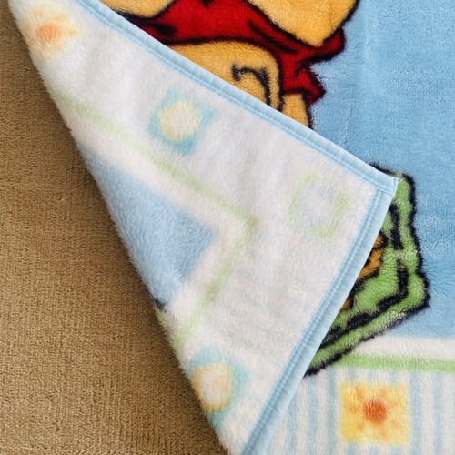Vintage Disney Winnie the Pooh Tigger Blocks Blue Plush Baby Blanket Lovey Minky - Picture 4 of 11