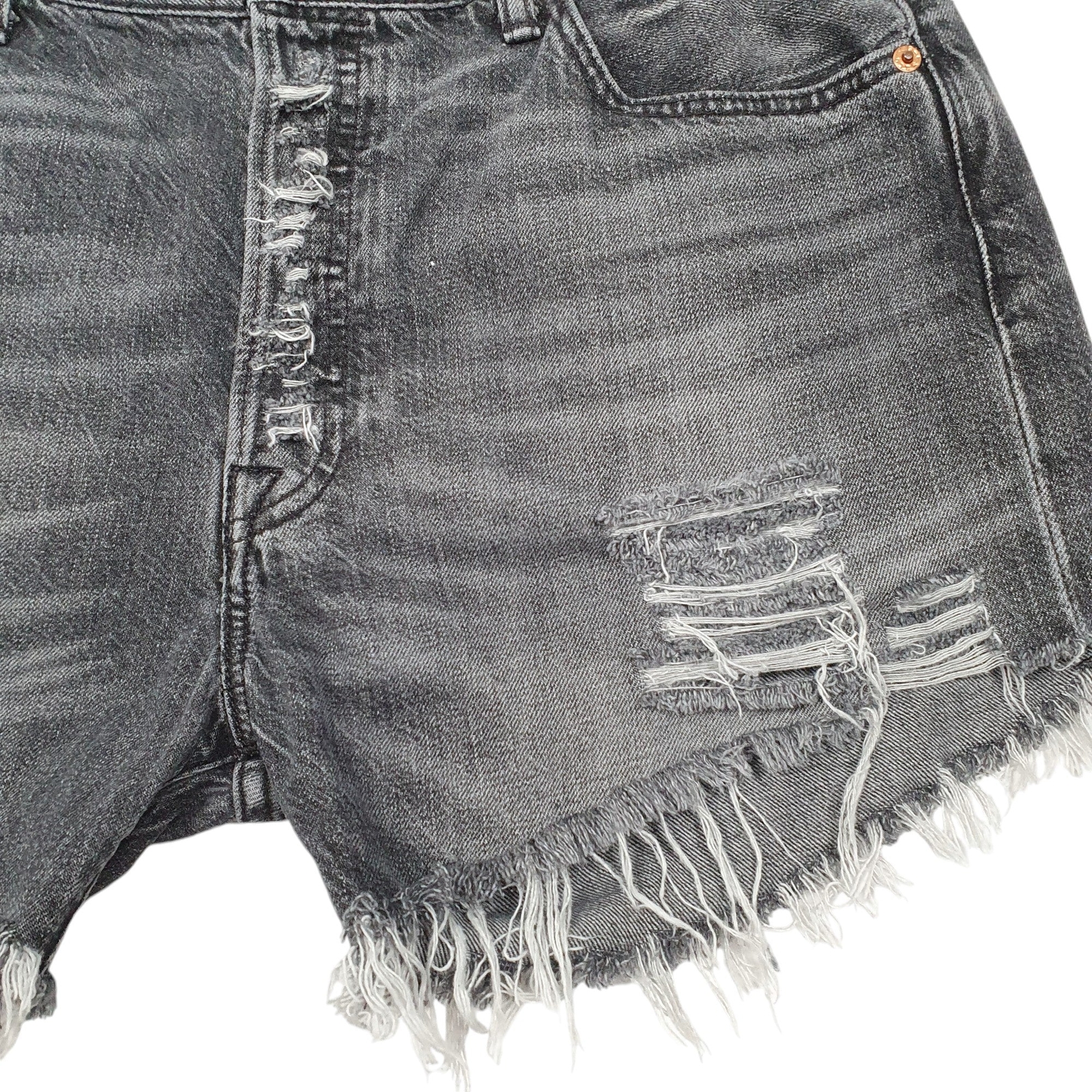 LEVIS 501 Denim Jorts Cut Off Hot Pants Distressed Grey Denim Jeans Shorts image 4