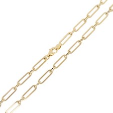 Italian 14k Yellow Gold Hollow Paper Clip Chain Necklace 21.75" 3.2mm 4.2 grams