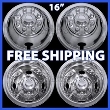 4 FORD 16" Dual Steel Wheel Simulators Dually 8 Lug Rim Skins Liners Covers RV