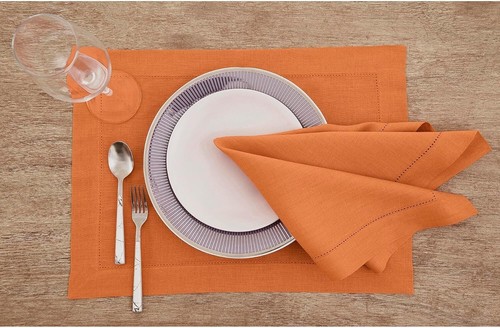 Handcrafted Pumpkin Linen Placemats 19"x14" – Perfect for Fall and Thanksgiving - Picture 4 of 7