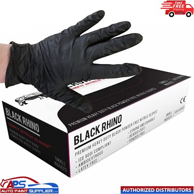 BLACK RHINO Nitrile Gloves M L AND XL Comfit Heavy Duty Black Pack
