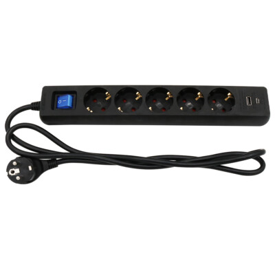 Steckdosenleiste mit USB A + C Ladebuchsen 1,5m Mehrfachsteckdose Winkelstecker