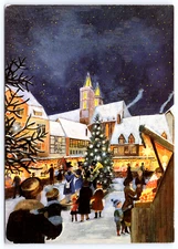 Postcard Christmas Market Weihnachtsmarkt Rothenburg ob der Tauber