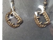Bronze Tone Vampire Teeth Fang Halloween Gothic Earrings - Fashion Jewelry