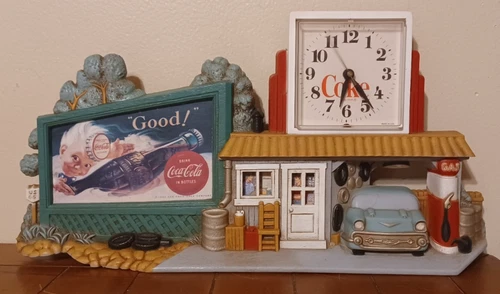 Vintage 1990 Burwood Coke Coca Cola Garage Service Gas Station Wall Clock Works