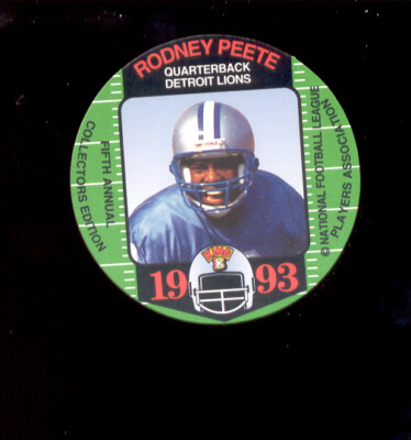 1993 King B RODNEY PEETE Detroit Lions Rare Disc Card Mint