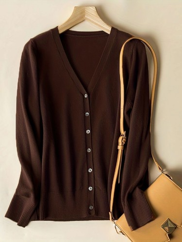 Autumn Women Cardigans Single V-neck Solid Knitted Sweater Slim Female - Picture 3 of 28