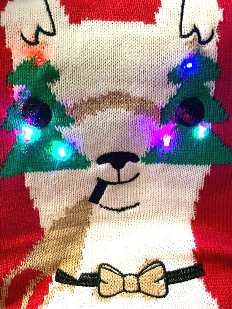 Womens LLAMA Animal Funny FARM Ugly Christmas Sweater Party Plus