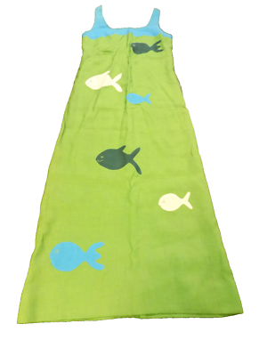 Vtg Eloise Curtis David Styne Green Blue Fish appliques Maxi Dress  ADORABLE! EUC | eBay