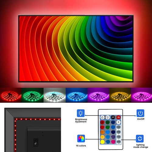 TV Computer Backlight 5V USB LED strip Light 5050 RBG Background Lighting 1m 3m - Picture 8 of 16