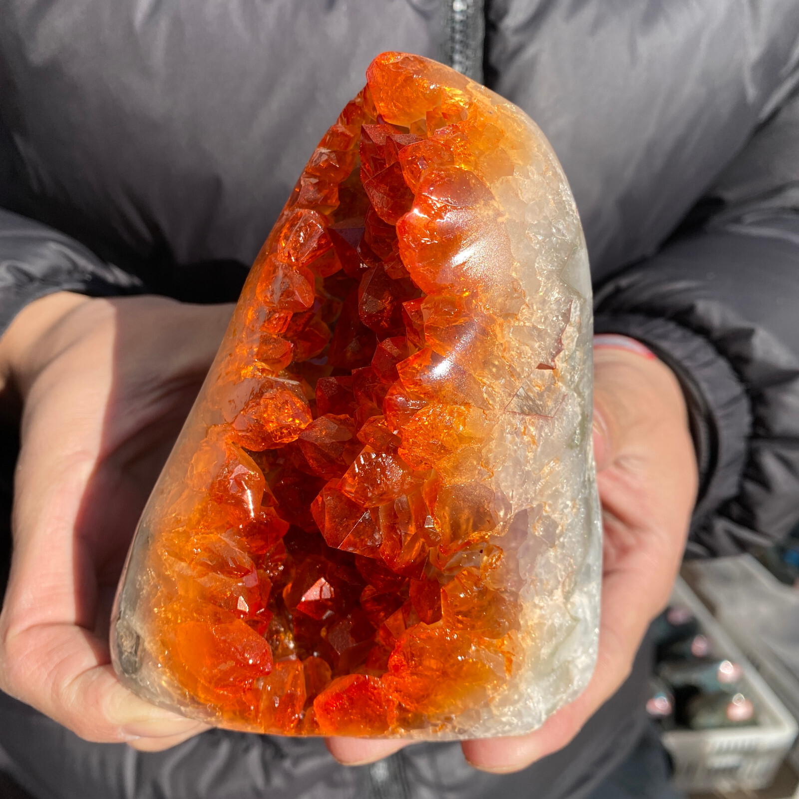 2.6LB Natural Citrine Geode Quartz Cluster Crystal Healing Specimen Cathedral