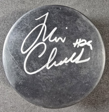 Tim Cheveldae Autographed Hockey Puck #29 Winnipeg Jets NHL HOF & Holder