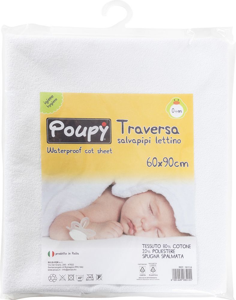 1390892 Traversa salvapipì Poupy per lettino per neonati realizzata in cotone e