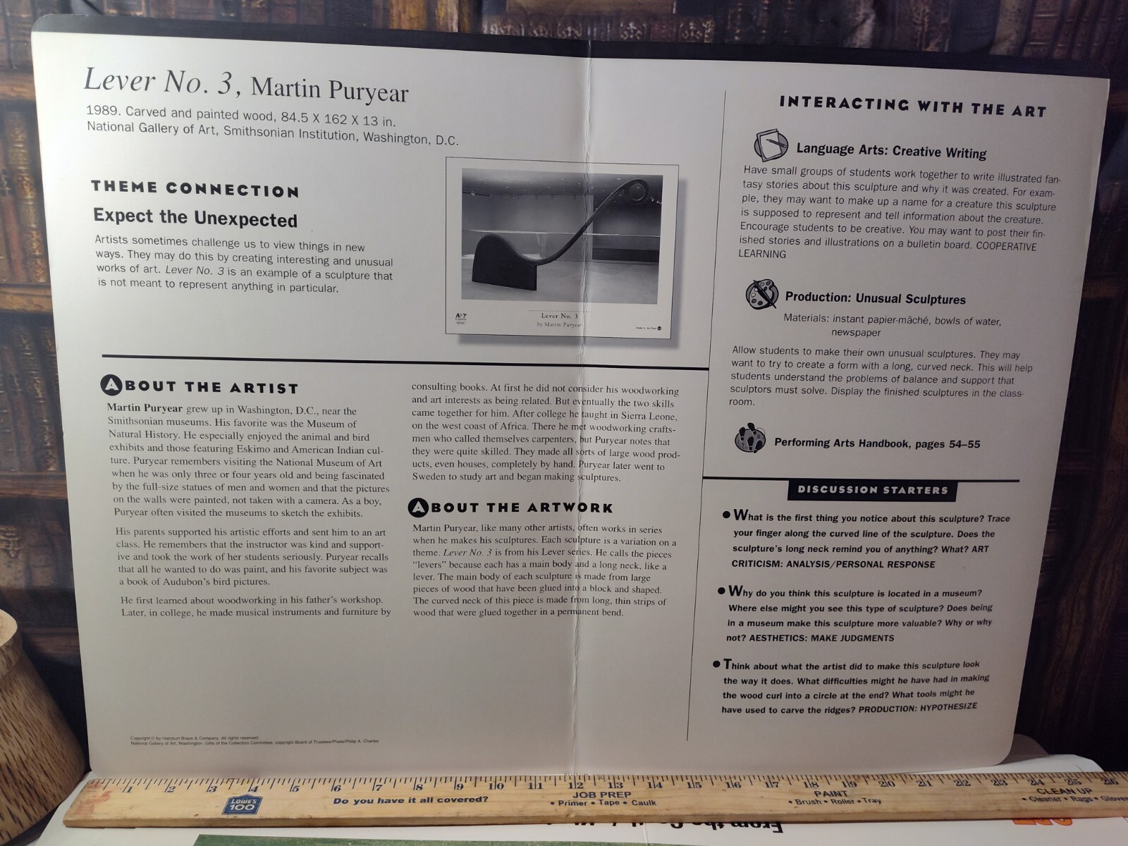 (FOLDED) Lever No. 3 by Martin Puryear Large Art Print Home School | eBay