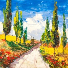 Quadro LUIGI FLORIO Strada Toscana Stampa su Mdf o Tela Swarovski Arredo Casa