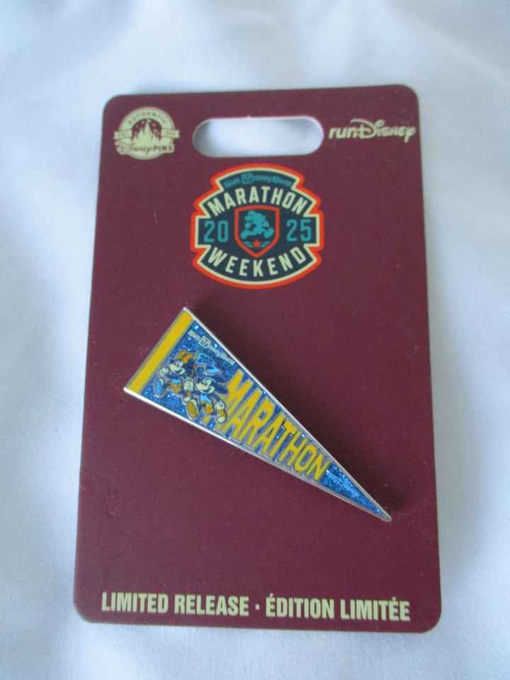 Prendedores de maratón RunDisney 2025 Disney World logotipo medalla y banderín Mickey y Minnie Foto 2 de 4