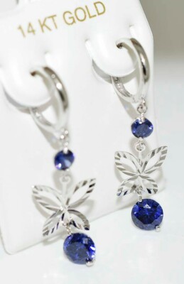 AAA TANZANITE 1.88 Cts HUGGIES EARRINGS 14k White Gold ** NWT **