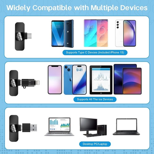 Wireless Microphones Wireless Microphone for iPhone iPad, 2 Mini USB-C Wireless - Bild 4 von 7