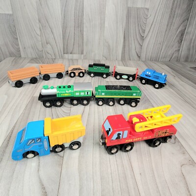 Battat Wooden Truck and Train LOOSE LOT Fire Truck Dump Truck Misc Brands