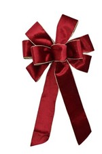 Large 10" Hand Made Wreath Bow -Wired Indoor Velvet- Christmas -Holiday Red Gold