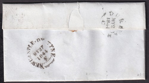 1841 SG8 1d RED BROWN PLATE 41 COVER NEWCASTLE TO DURHAM (LJ) - Picture 3 of 3