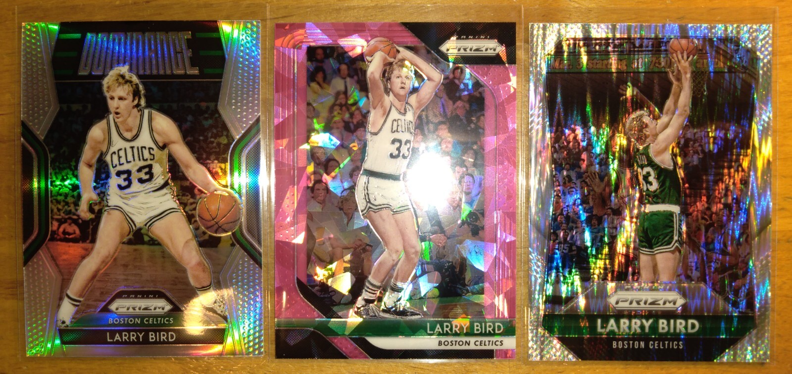 3) LARRY BIRD 2015 2018 PRIZM REF CARDS #261 FLASH #85 PINK ICE #16 SILVER! HOF