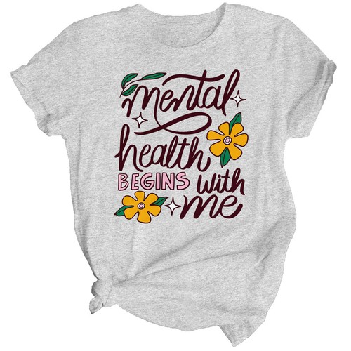 Camiseta para mujer retro floral conciencia salud mental ansiedad emocional #MHA - Imagen 20 de 34