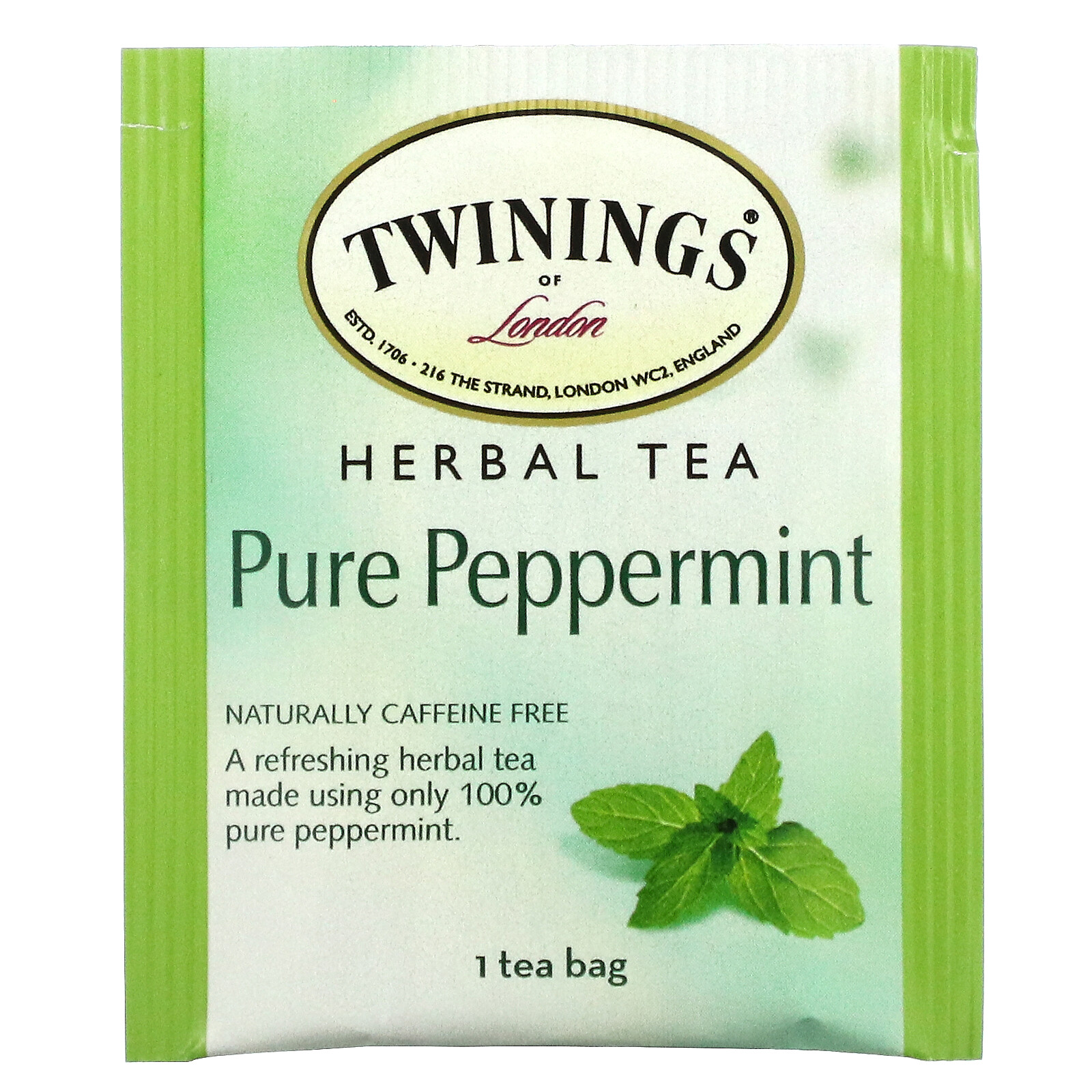 Herbal Tea, Pure Peppermint, Caffeine Free, 50 Tea Bags, 3.53 oz (100 g)
