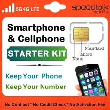 SpeedTalk Mobile Pre-Paid Universal SIM Card Starter Kit – Plans from $5/mo. Unl