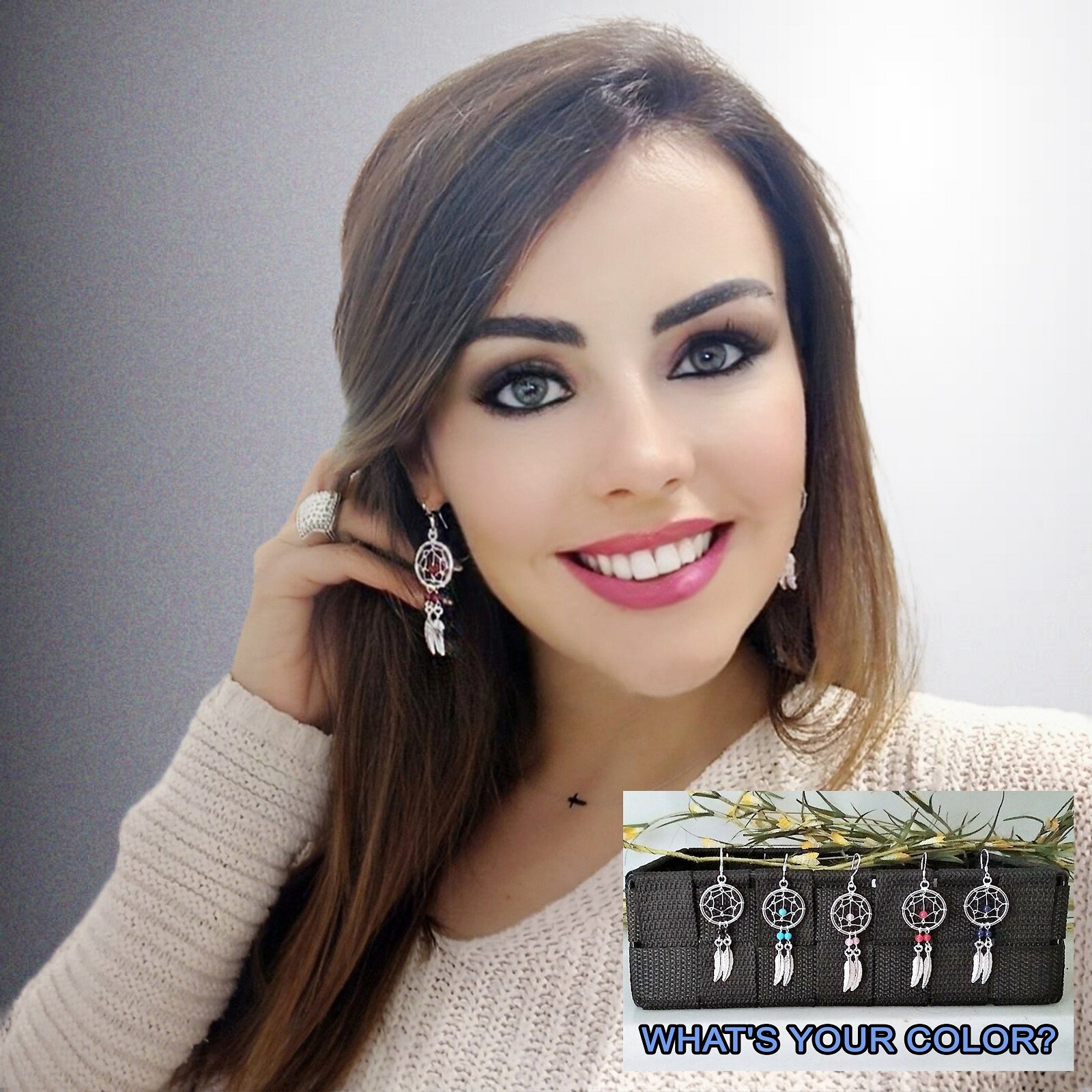 PENDIENTES ÉTNICOS ATRAPASUEÑOS MUJER CHAPADO PLATA 925 FANTASÍA VINTAGE HIPPIE