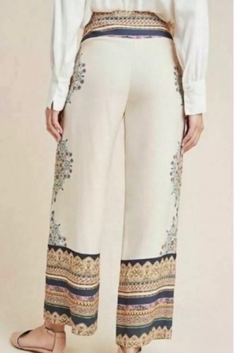 Anthropologie Farm Rio Sz M Cream Medallion Print Wide Leg Pants - Bild 5 von 5