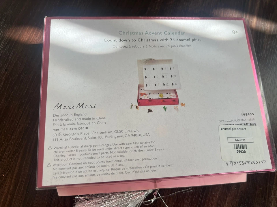 Meri Meri Enamel Pin Christmas Advent Calendar - Countdown 24 Pins Holiday - Image 2 of 3