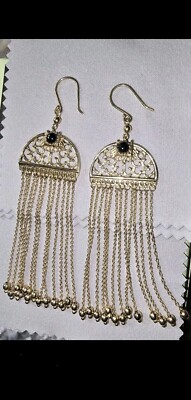 Ross Simons 18k Gelbgold/Sterling Silber Quaste Ohrhänger Chandelier Ohrringe