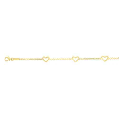 Brazalete Corazón Elegante Brillante Niño Oro Amarillo 14k 6" con Cierre de Langosta 1.3 gramos - Imagen 1 de 1