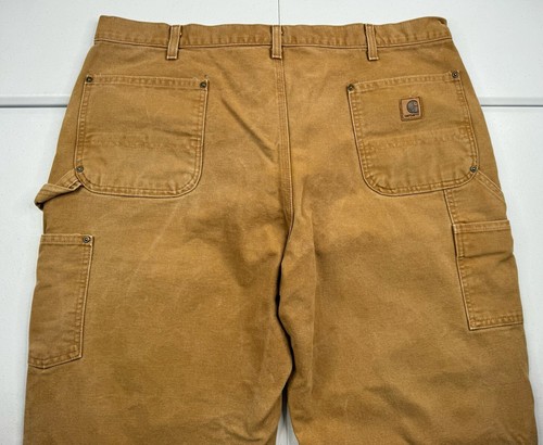 Carhartt Work Dungaree Fit Pants Double Knee Front Canvas B136 BRN Mens 40x30 - Picture 7 of 8