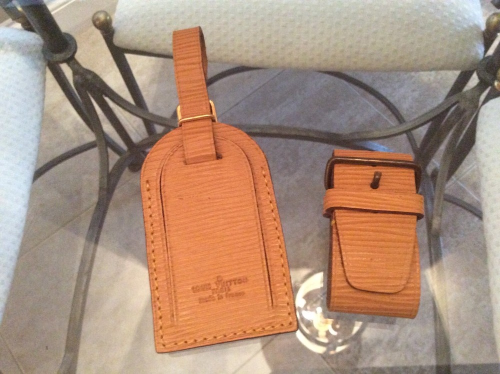 LOUIS VUITTON EPI Line STRAP HOLDER and Address Tag for KEEPALL/BANDOULIERE