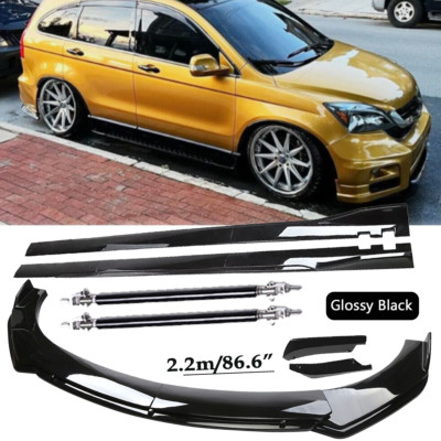 Front Bumper Spoiler Body Kit /Side Skirt/Strut For Honda Pilot Glossy Black